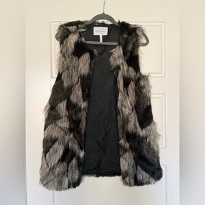 BCBGeneration Black and Gray Faux Fur Vest